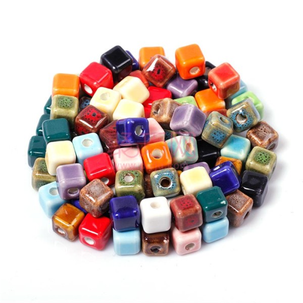 Chinese knot DIY material 8MM square solid color ceramic beads