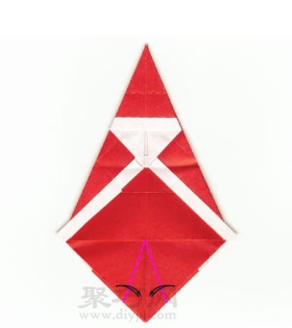 Illustration of steps to make origami 3D Santa Claus