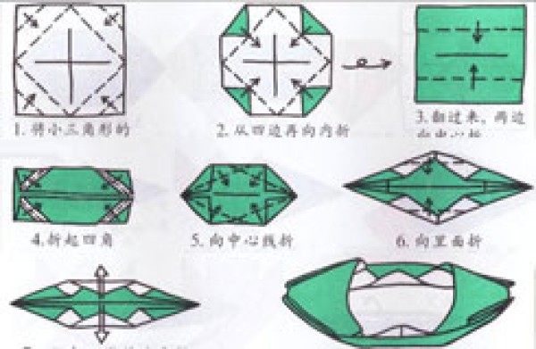 Simple illustrated tutorial on folding a boat with a canopy. Learn to fold a paper boat in seven steps.