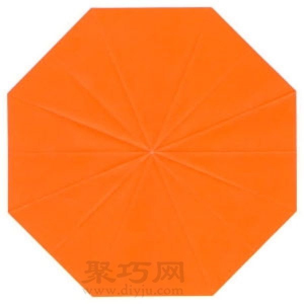 Basic origami folding method: folding square paper into regular octagon