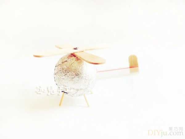 Make a helicopter with ice cream sticks and turn waste into treasure to make a toy airplane