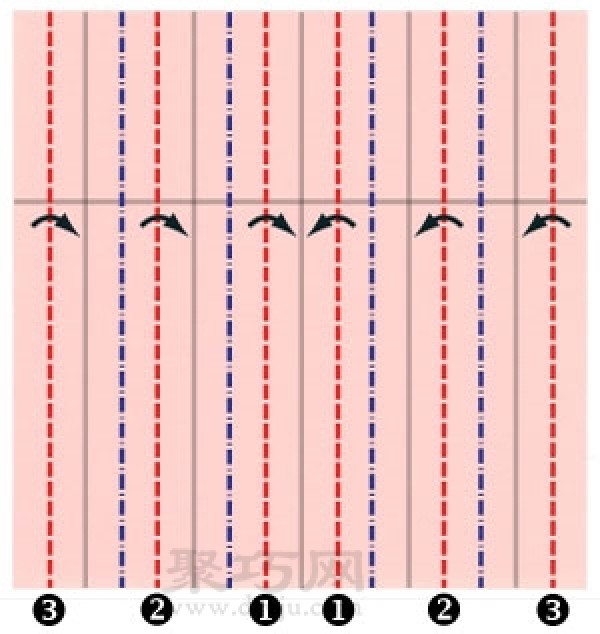 Illustration of steps to make origami dress