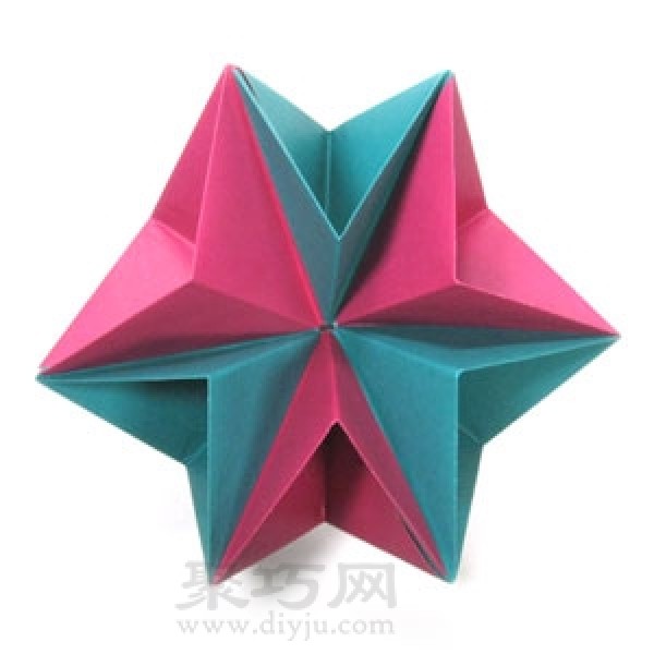 Illustration of handmade origami three-dimensional star folding method