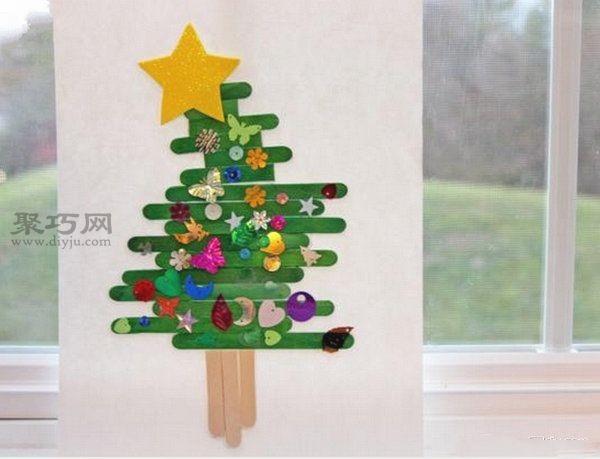 DIY Christmas Ornaments Tutorial Teach you how to make a handmade Christmas tree with ice cream sticks