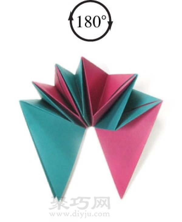 Illustration of handmade origami three-dimensional star folding method