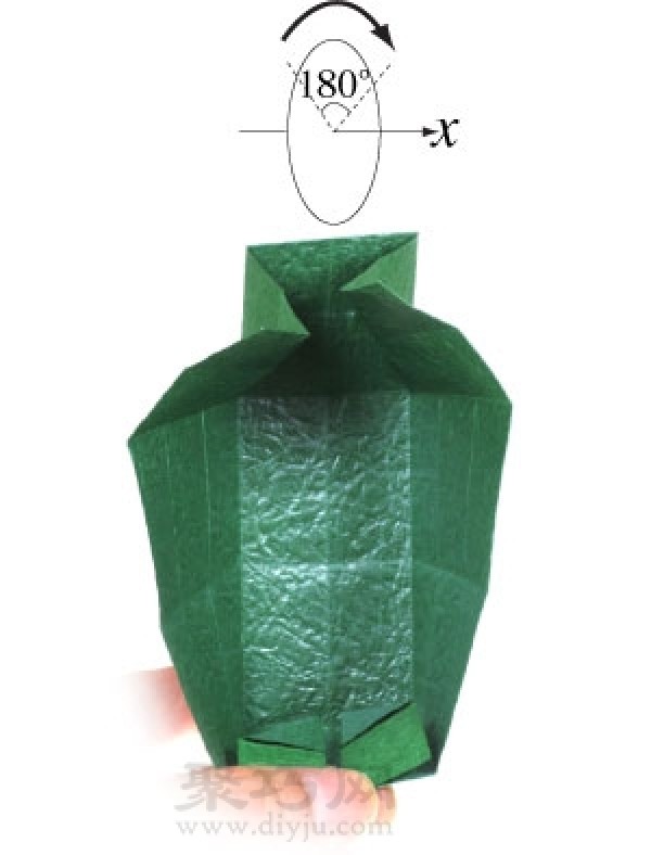 Illustration of folding origami butterfly box