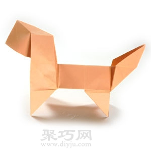 Learn to make origami three-dimensional standing puppy step by step