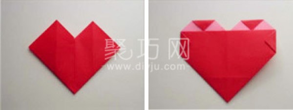 Illustrated tutorial on how to fold a heart using square paper Super simple folding method