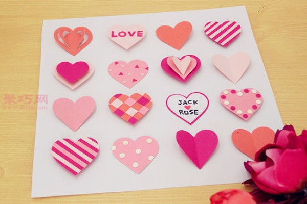 DIY handmade heart-shaped photo frame tutorial using colorful cardboard