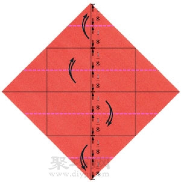 Illustration of steps for making origami Santas sleigh