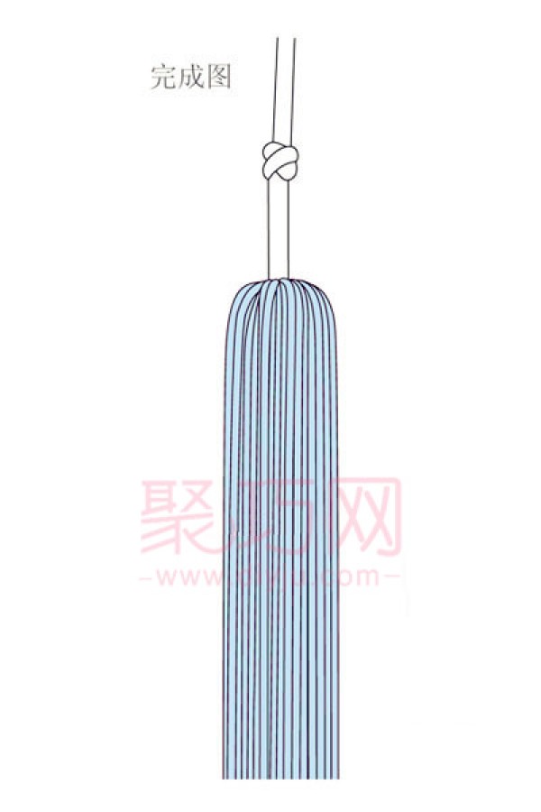 How to make Chinese tassels. Illustration of braiding concentric tassels.