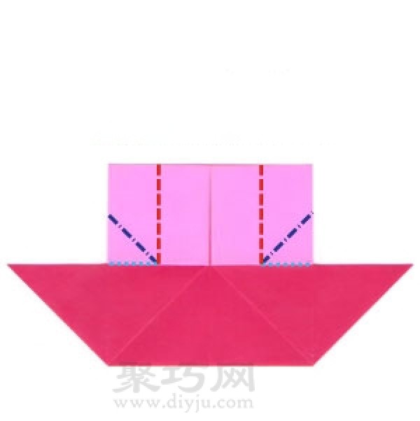 Origami steamship with chimney step by step illustration