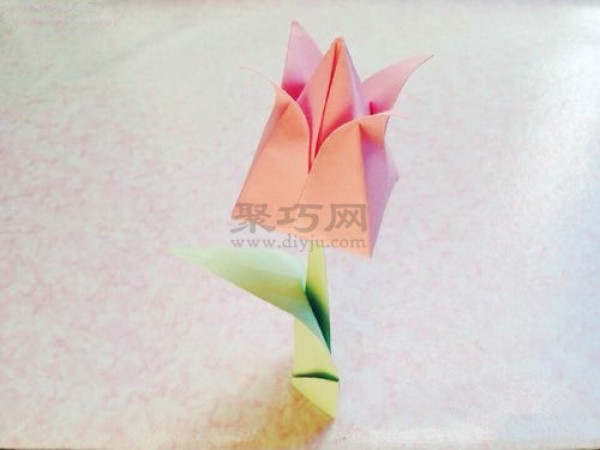 How to make origami with tulip paper? Illustration of steps for folding tulips