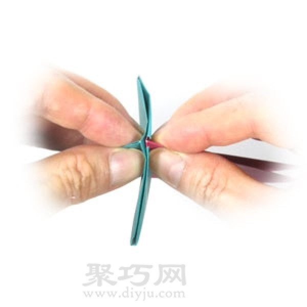 Illustration of handmade origami three-dimensional star folding method