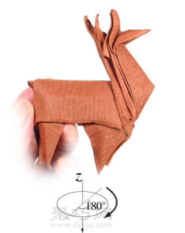 How to make origami three-dimensional reindeer