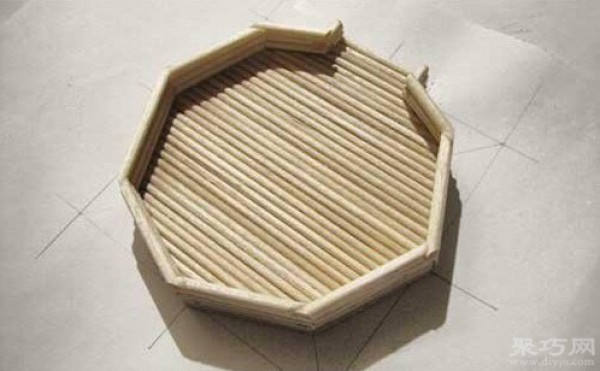 Disposable chopsticks DIY pavilion model handmade pavilion tutorial illustration