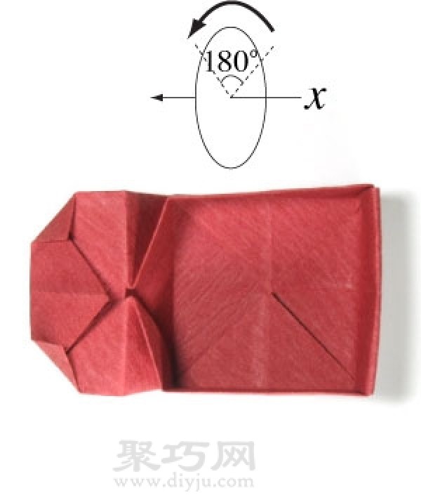 Illustration of how to fold a handmade origami square hat