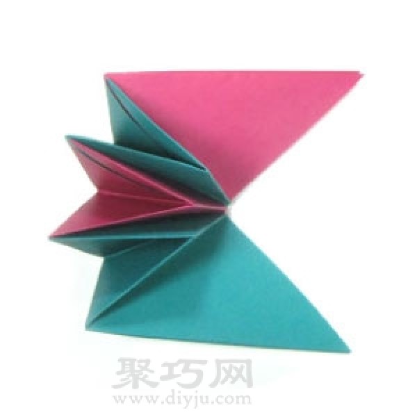 Illustration of handmade origami three-dimensional star folding method