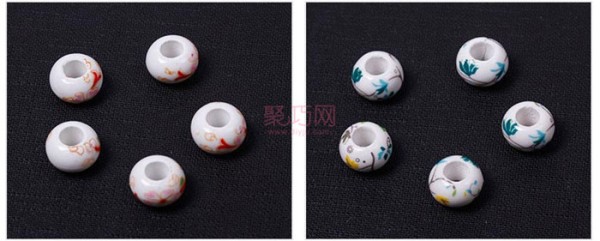 Chinese knot accessories 13MM flat large hole appliqué ceramic beads