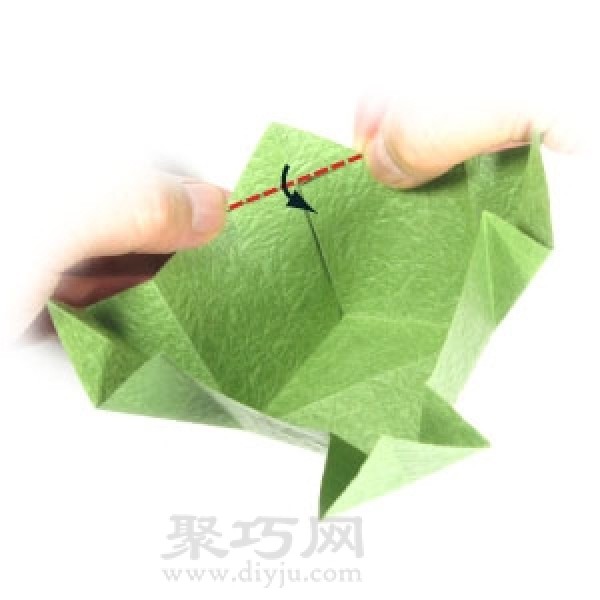 Illustration of the steps of folding a three-dimensional origami box