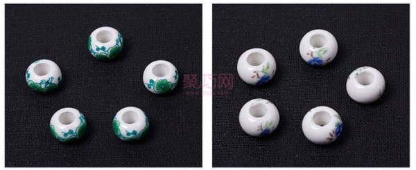 Chinese knot accessories 13MM flat large hole appliqué ceramic beads