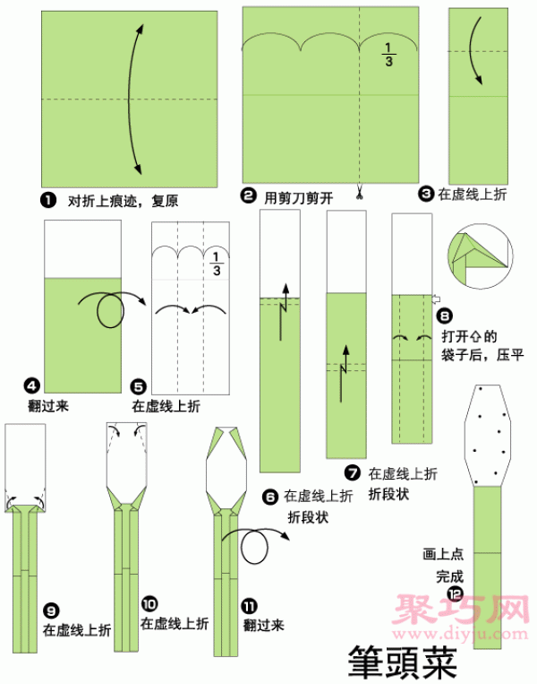 Illustration of the folding method of pentavia. Teach you how to fold paper pentavia.