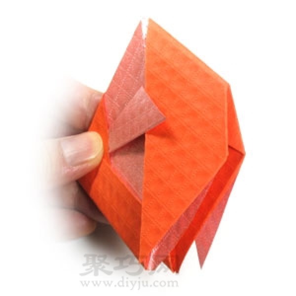 Illustration of steps for folding origami goldfish