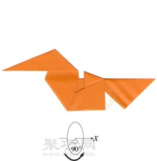 Manual origami mandarin duck tutorial illustration