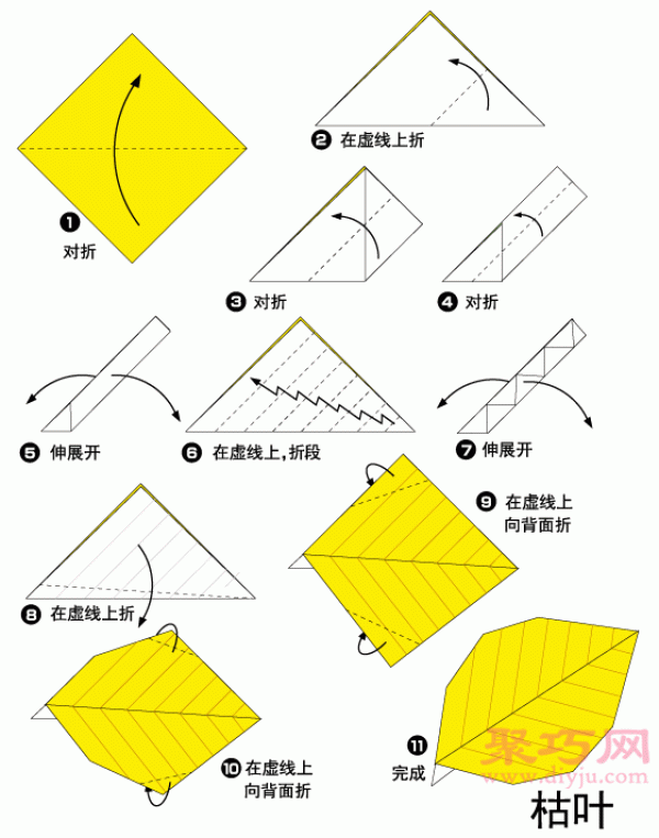 Handmade origami leaves tutorial Illustration of how to fold leaves