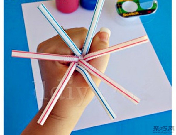 Kindergarten creative handmade straw painting fireworks childrens diy handmade works