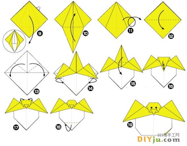 Very interesting chicken origami illustration