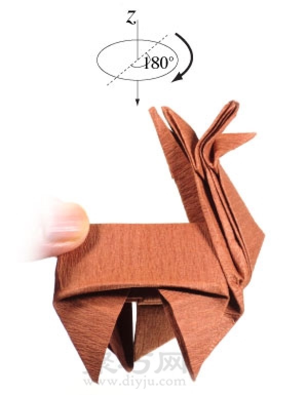 How to make origami three-dimensional reindeer