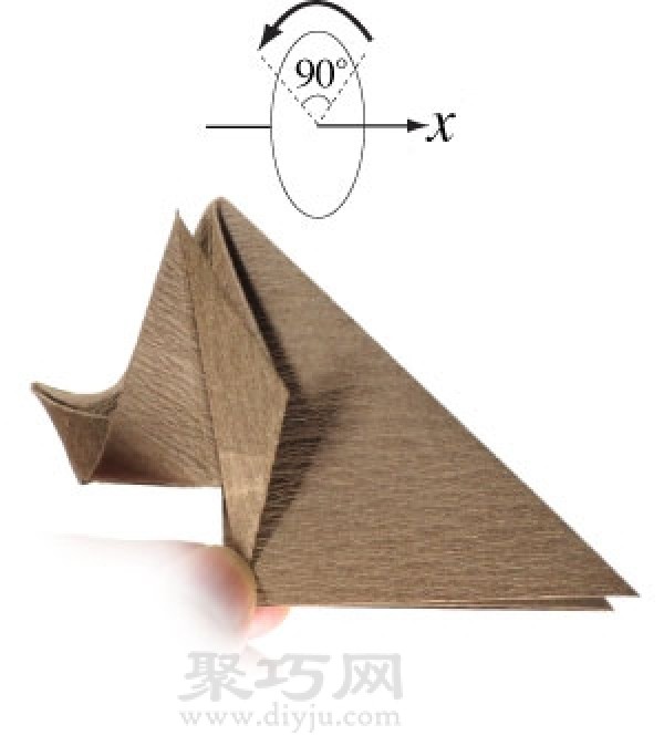 Three-dimensional rhinoceros origami method