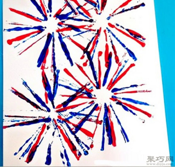 Kindergarten creative handmade straw painting fireworks childrens diy handmade works