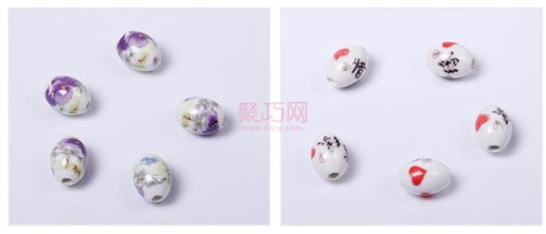 Chinese Knot DIY Materials: Olive Appliqué Oval Ceramic Beads