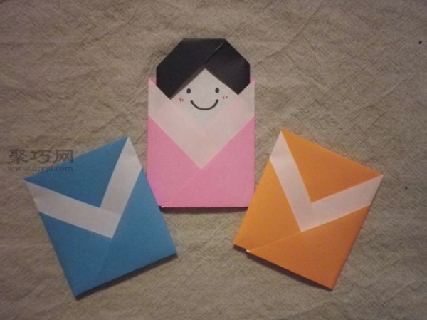 Childrens creative handmade origami illustrations for making cute origami dolls