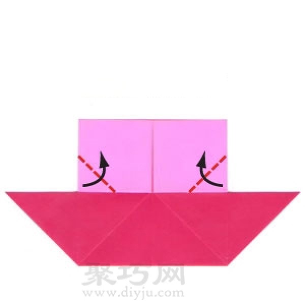 Origami steamship with chimney step by step illustration