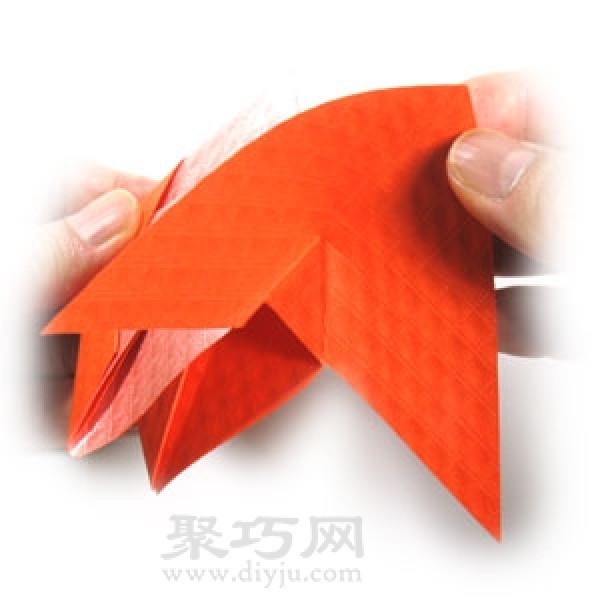 Illustration of steps for folding origami goldfish