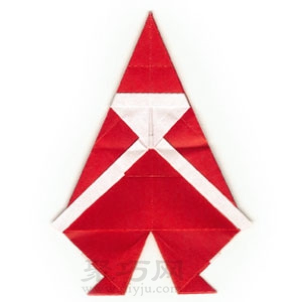 Illustration of steps to make origami 3D Santa Claus