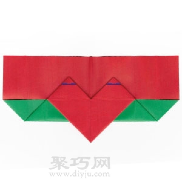 Illustration of steps to make origami heart-shaped boat