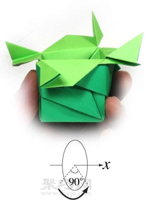 Hollow Cube Origami: Illustration of the folding method of forming a paper cube