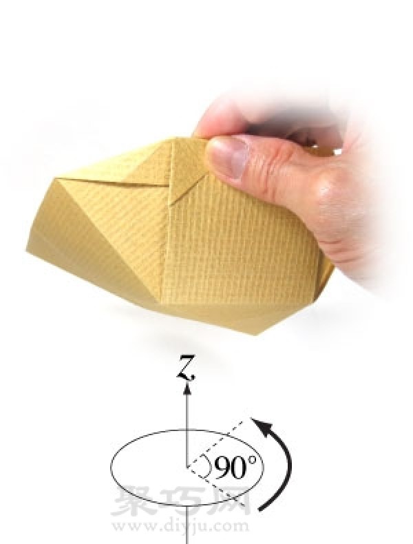 Simple origami bowl step-by-step illustration