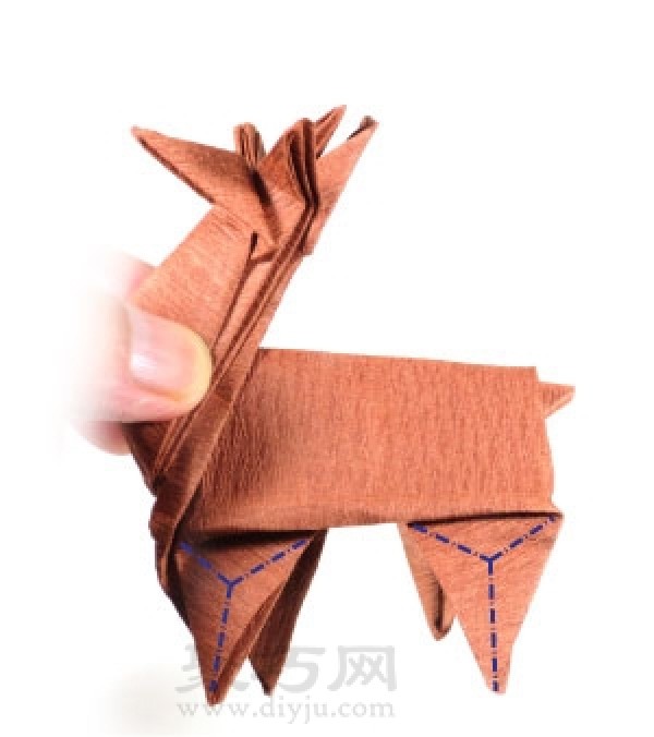 How to make origami three-dimensional reindeer