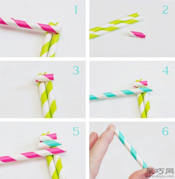 Kindergarten DIY colorful Christmas tree tutorial with straws