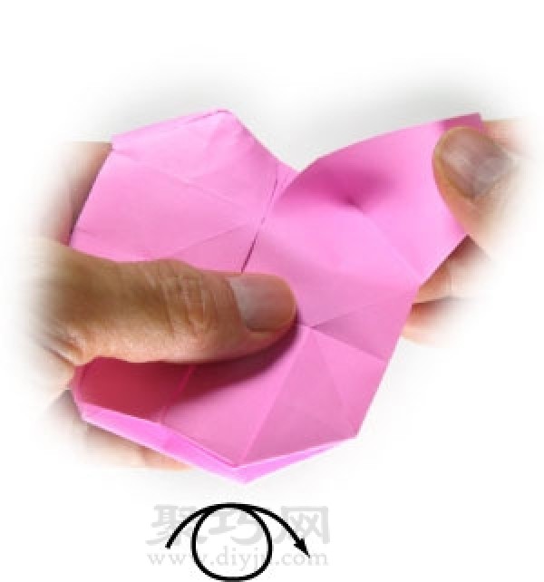 Illustration of steps for making origami pig head