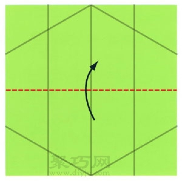 Basic origami folding method: fold square paper into regular hexagon