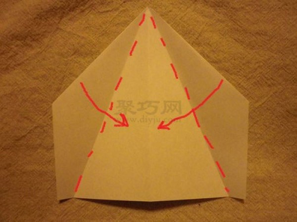 Illustration of the folding method of a wide-head airplane. How to fold a squid-head airplane with paper.