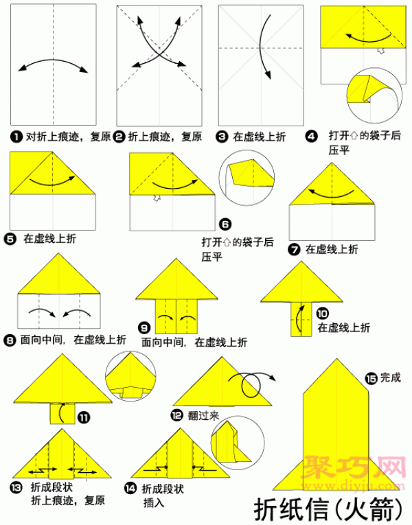 Origami Rocket Tutorial Illustration of How to Fold a Rocket