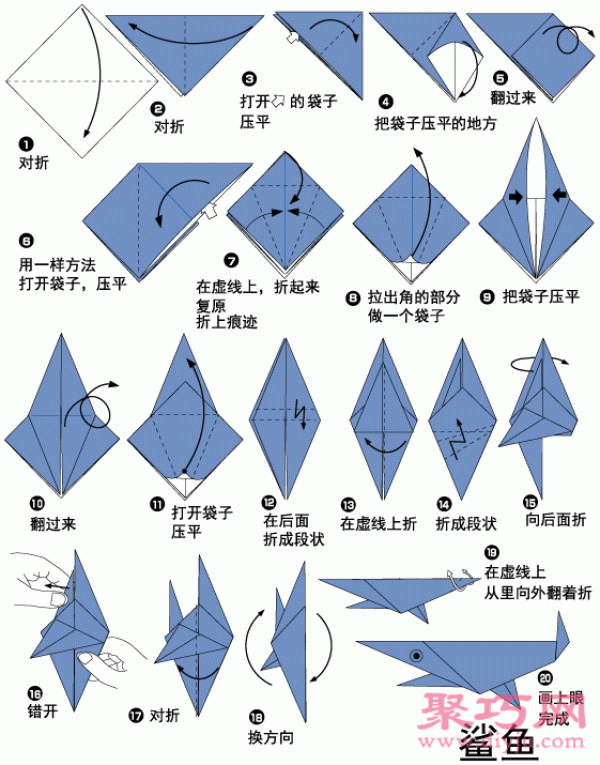 Simple Origami Shark Origami Tutorial for Toddlers