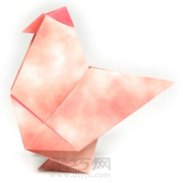 Illustration of how to fold a handmade origami hen